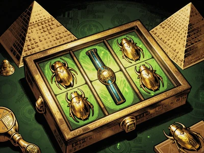 Book of Dead Slot mit &auml;gyptischen Goldartefakten und Limettengr&uuml;n-Glow