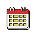 Kalender-Symbol mit gelben Tagesmarkierungen f&uuml;r 1-5 Werktage